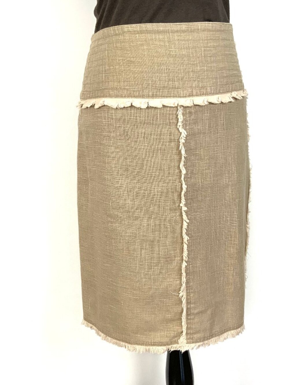 Vintage Broadway Ramie Fringe Pencil Skirt Sz 8